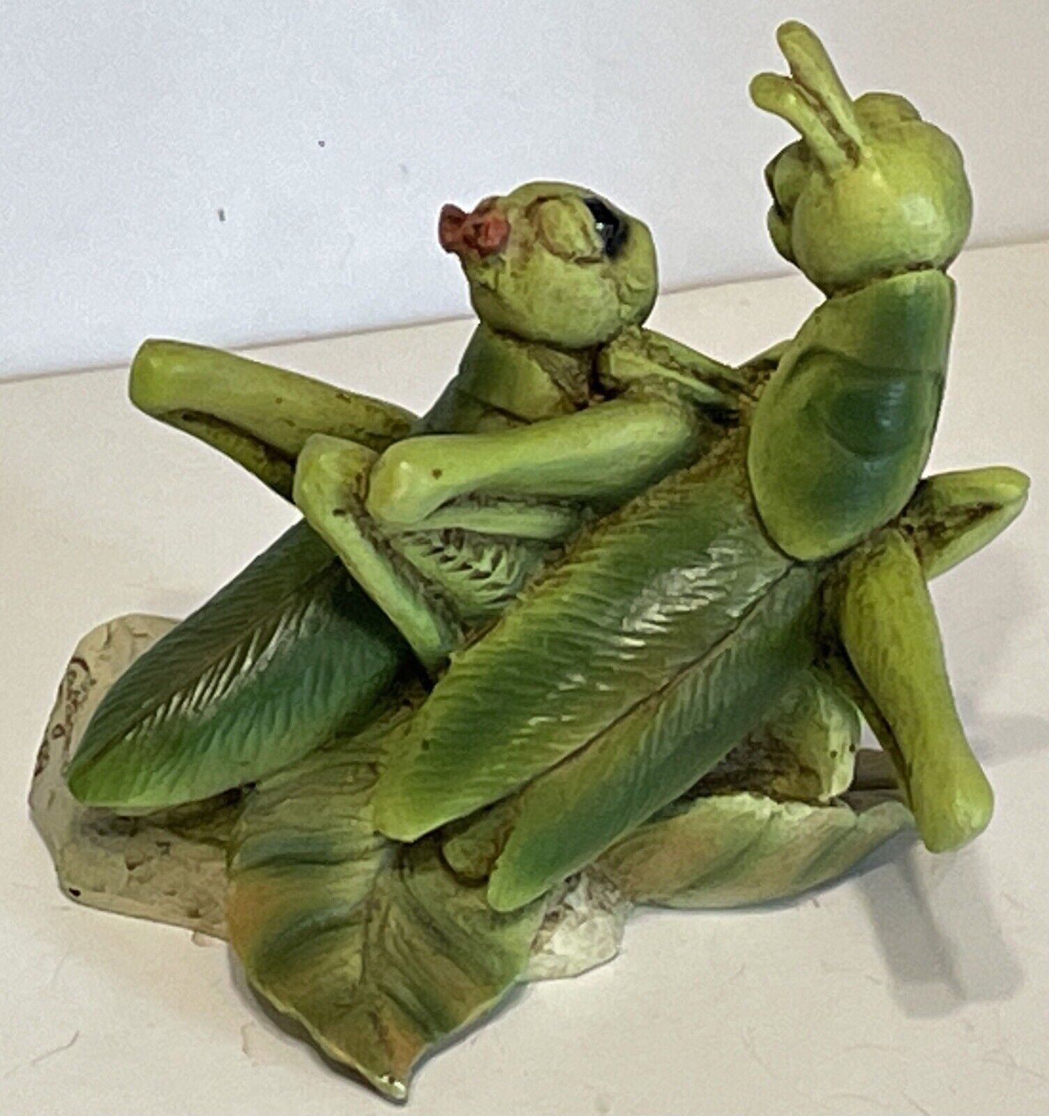New Grasshopper Lovers Sculptures By Castagna Flower Leaf Figurine COA Без бренда - фотография #3