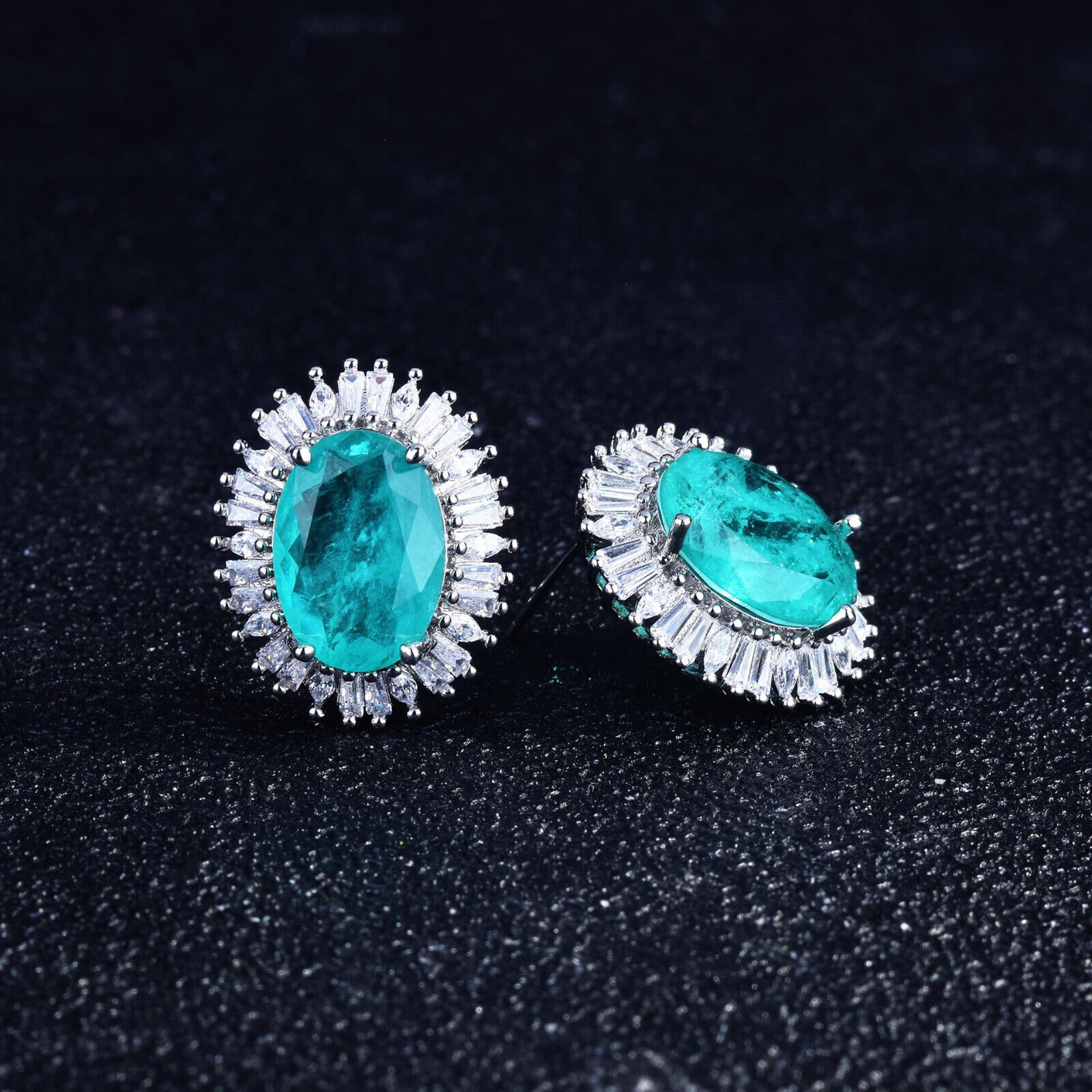 Charming 3pc Jewelry Set Neon Blue Tourmaline Gems Silver Women Earring Necklace Unbranded - фотография #5