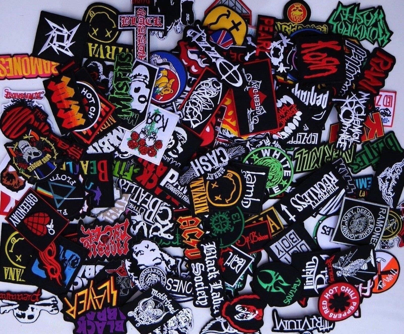 Random Lot of 50 Rock Band Patches Iron on Music Punk Roll Heavy Metal Sew Unbranded Does Not Apply