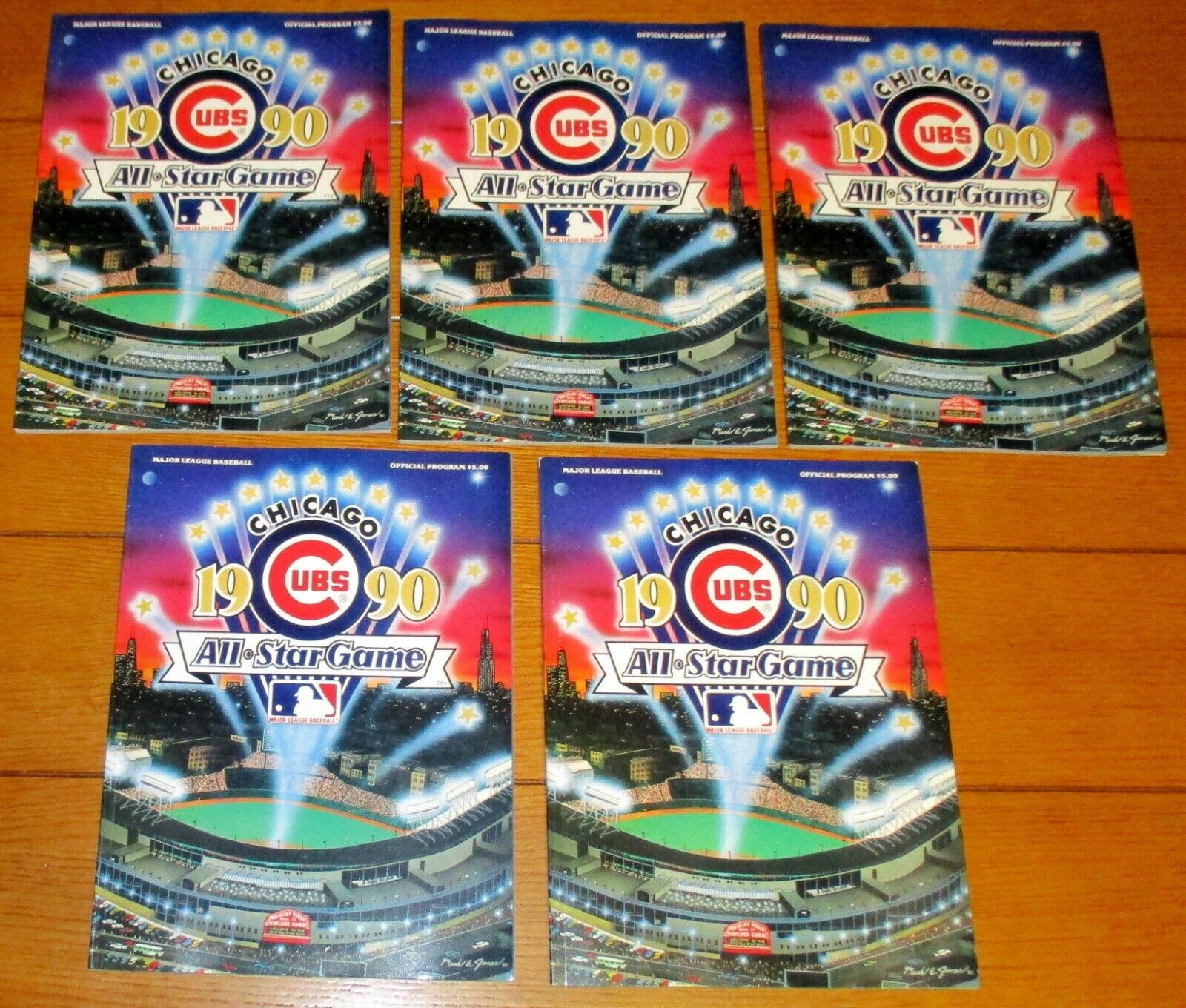 1990 Baseball All-Star Game Program Lot (5)  Chicago  Wrigley Field   96 Pages   Без бренда