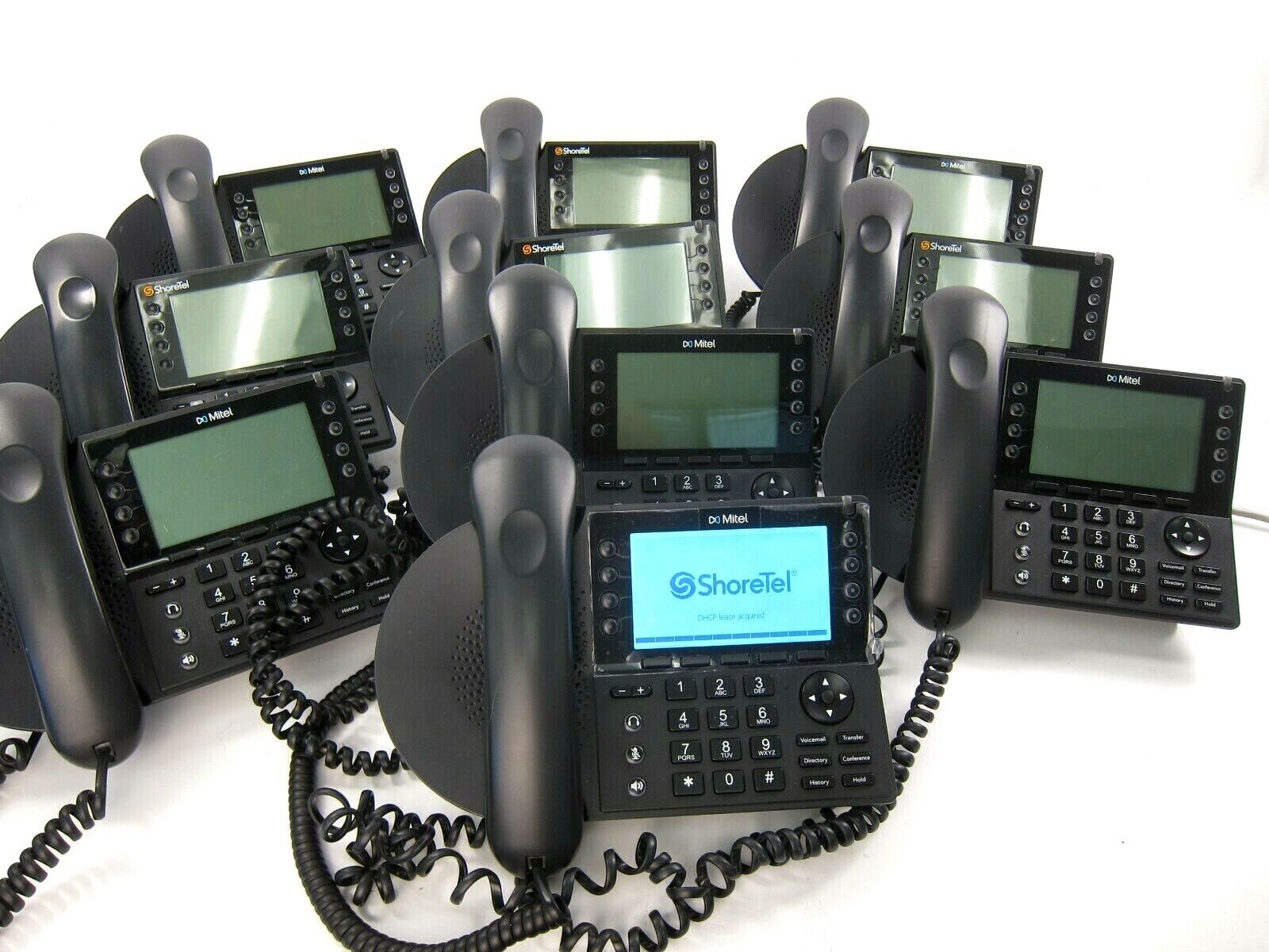 Lot of 10 Shoretel / Mitel IP480G IP 480G Gigabit 8-Line Phone w/ Handset & base ShoreTel ip480g