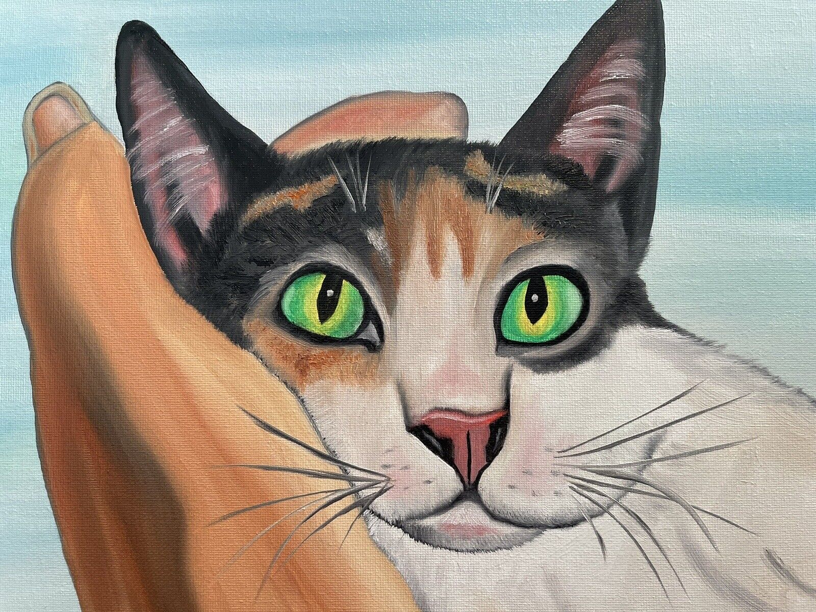 Original oil painting signed 11 x 14 Cute Calico Cat Без бренда - фотография #2