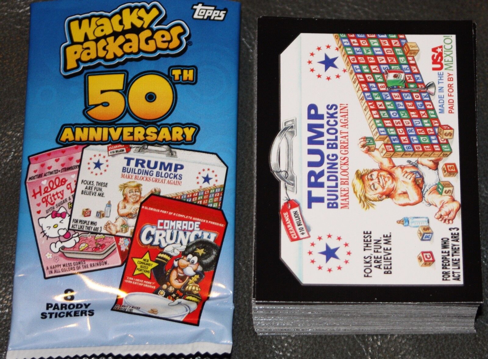 2017 WACKY PACKAGES 50TH ANNIVERSARY SET 90 CARDS GARBAGE PAIL KIDS DON TRUMP  Без бренда