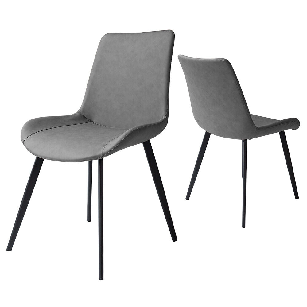Set of 2 PU Leather Armless Gray Chairs Dining Kitchen Home Furniture Steel Legs JieXi JD8169GREY