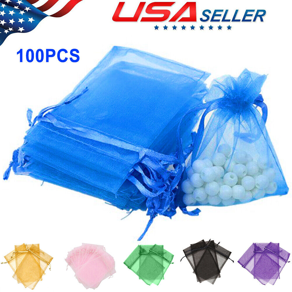 100pcs Drawstring Organza Gift Bags Wedding Party Jewelry Pouches 4x6" 5x7" Unbranded/Organza Does Not Apply
