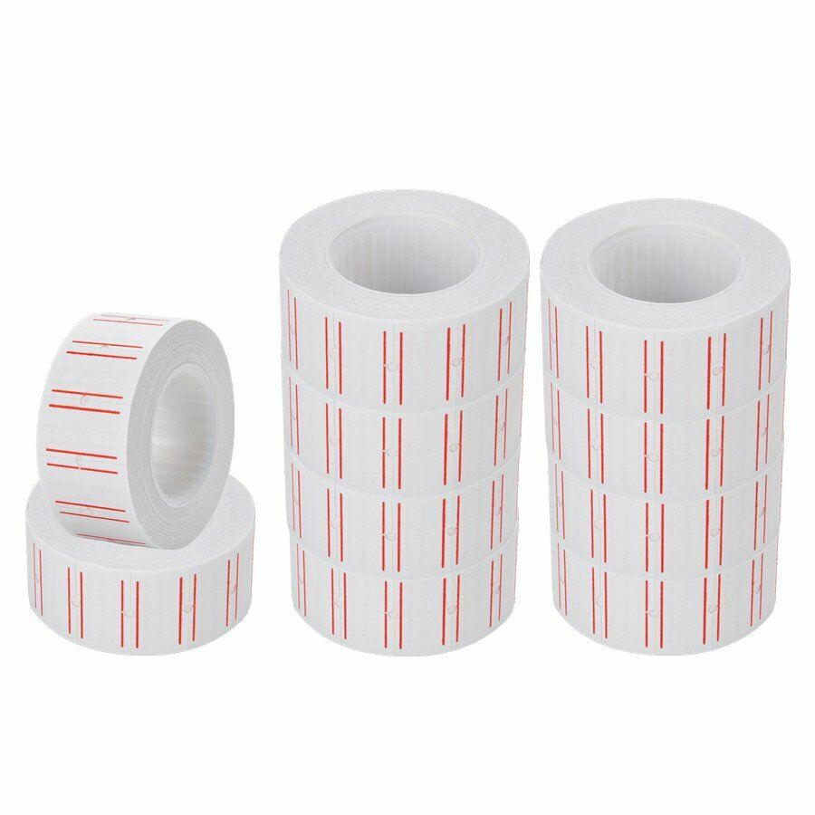 6000PCS 10 Rolls Price Gun Tag Sticker Label Refill MX 5500 Paper White Red Line Unbranded Does Not Apply - фотография #2