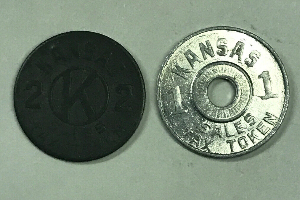 Set of two Kansas Sales Tax 1 & 2 Mill Tokens - Free Shipping Без бренда