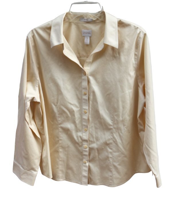 Women Chicos Size 3 (14/16) lot of 3 Button Shirts / Blouses Sheer, Non-Iron Chico's - фотография #4