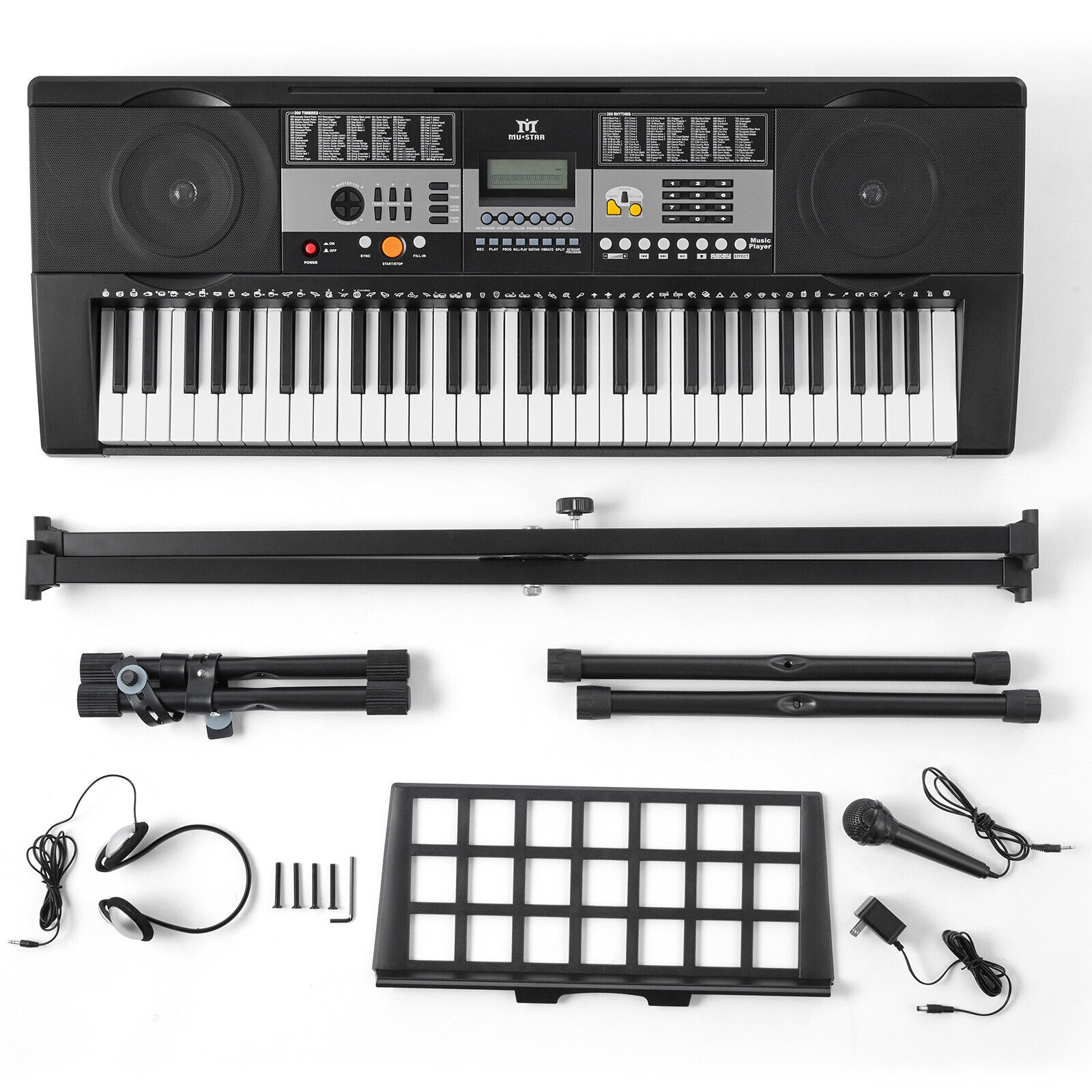 61-Key Digital Piano Electronic Keyboard Portable Headphone Microphone W/Stand Mustar U6010600 - фотография #12
