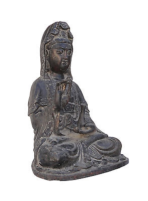 Handcrafted Chinese Sitting Kwan Yin, Bodhisattva Metal Statue JZ108 Без бренда - фотография #2