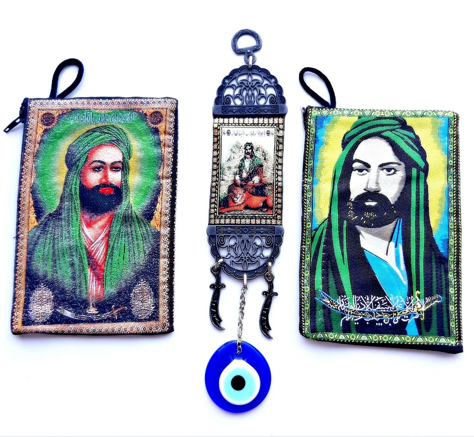 3pcs imam Ali Bag Tapestry Coin Purse Holding Zulfiqar Sword Lion Down His Feet Без бренда