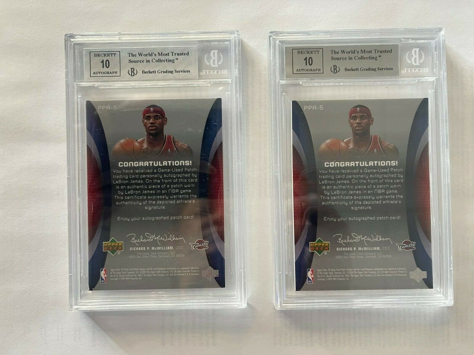 LEBRON JAMES 2004 SP GAME USED PATCH AUTO UD #3 AND #4 OF 10 BGS AUTHENTICATED Без бренда - фотография #2