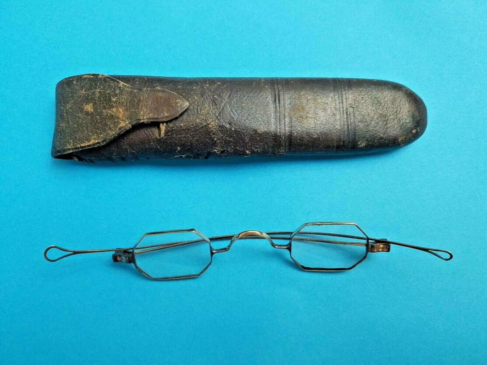Antique Civil War Era 1850 -1880 Octagon Eyeglasses Case Amazing Piece History Без бренда