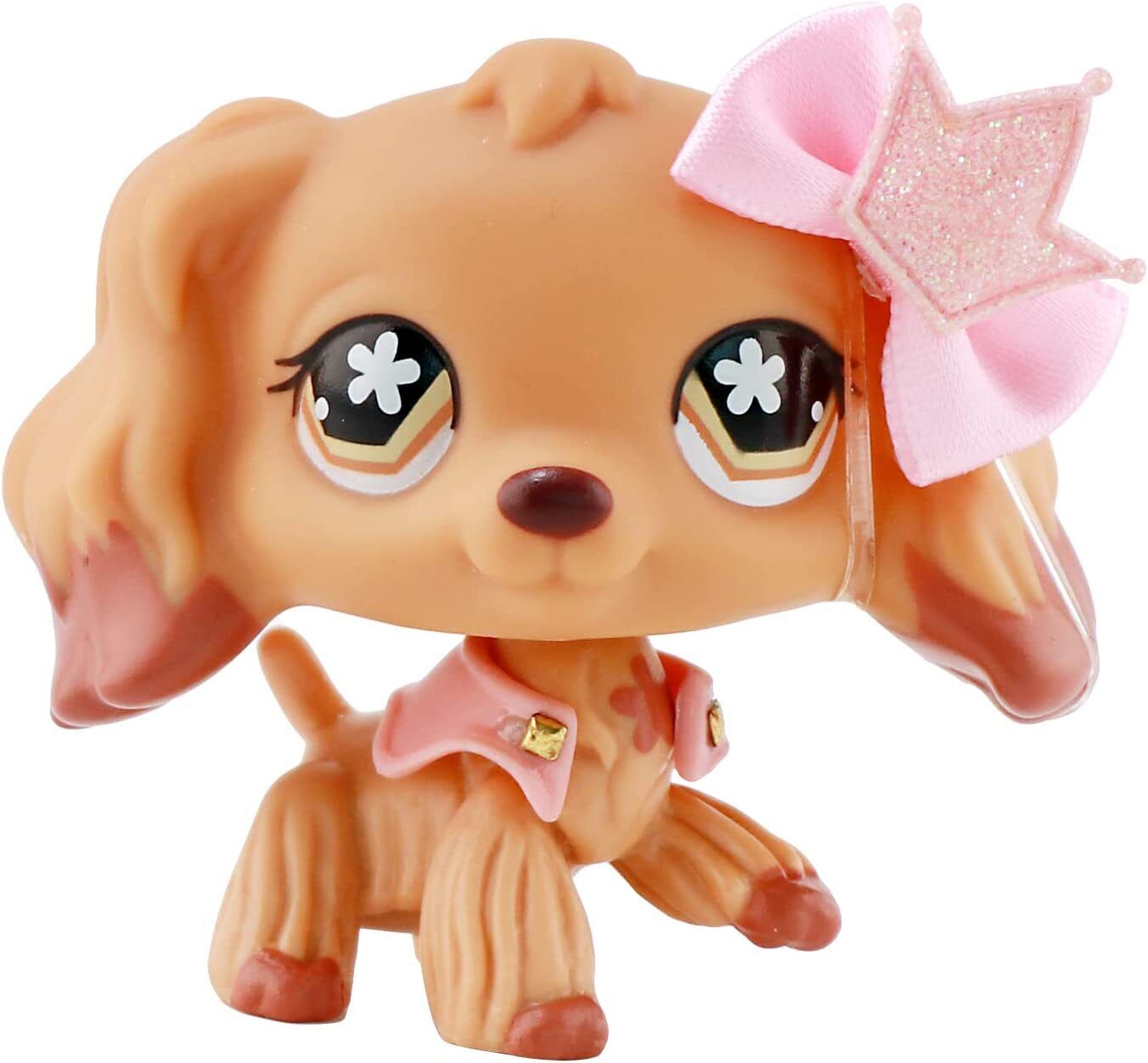 Pet Shop LPS Cocker Spaniel 575,Yellow Body Brown Flower Eyes with 2 Accessories NLPS