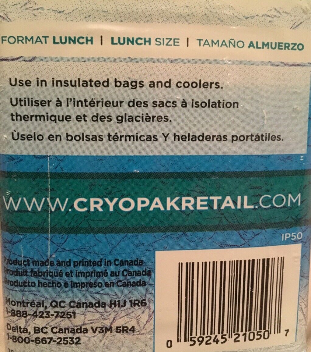 CRYOPAK NEW 4 PACK ICE PAK USE IN INSULATED BAGS AND COOLERS LUNCH BOX BPA FREE cryopak - фотография #4