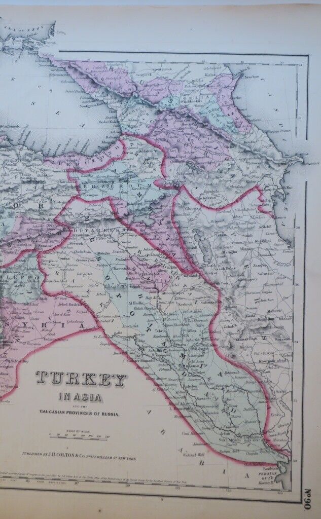 ORIGINL 2-sheet 1855 HAND-COLORED Colton Atlas MapS:TURKEY IN ASIA,EUROPE,SEAS Без бренда - фотография #9