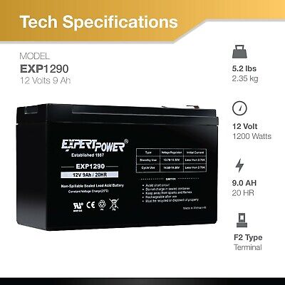 ExpertPower 2 Pack - 12V 9Ah SLA Battery for RAZOR Scooter E200 E225 E300 E325 ExpertPower Q02BLRFM12_9 - фотография #2