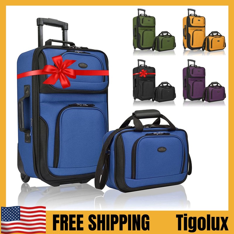 U.S. Traveler Rio Expandable Carry-On | Luggage Set Travel Bag Trolley 2 Wheels U.S. Traveler