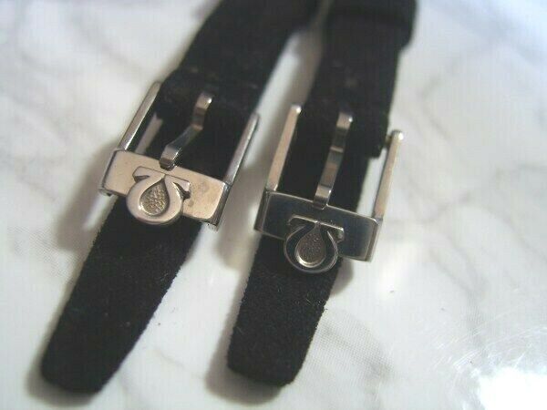 AUTHENTIC LOT/2 PCS 9MM OMEGA BLACK SUEDE LADIES BAND + SS SIGNED BUCKLE   #6529 Omega Does Not Apply - фотография #3