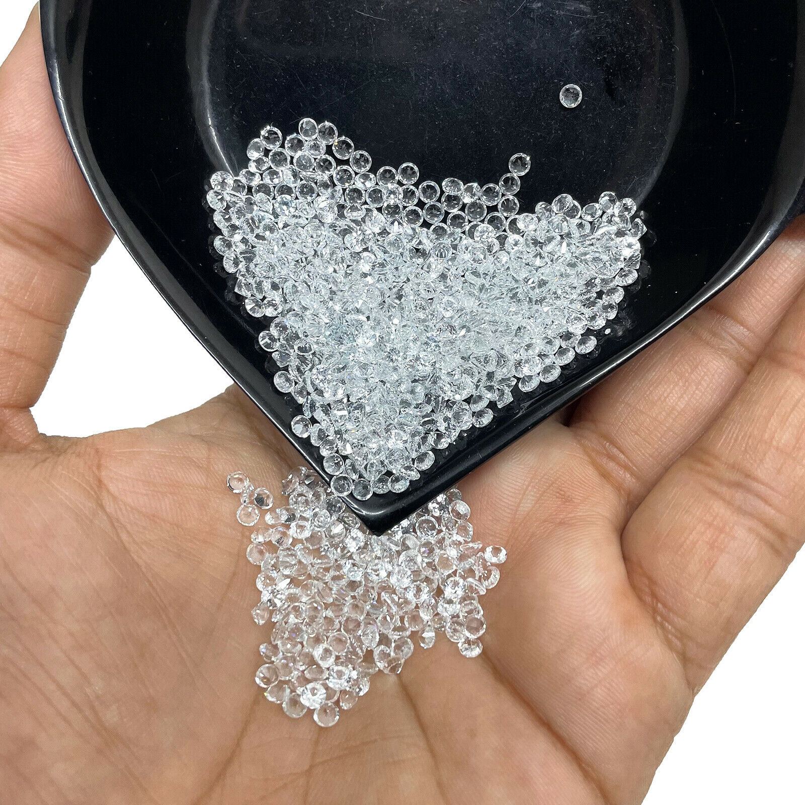 VVS Natural White Topaz 100 Pcs 3mm*3mm Round Diamond Cut Loose Gemstones Lot Selene Gems India - фотография #9