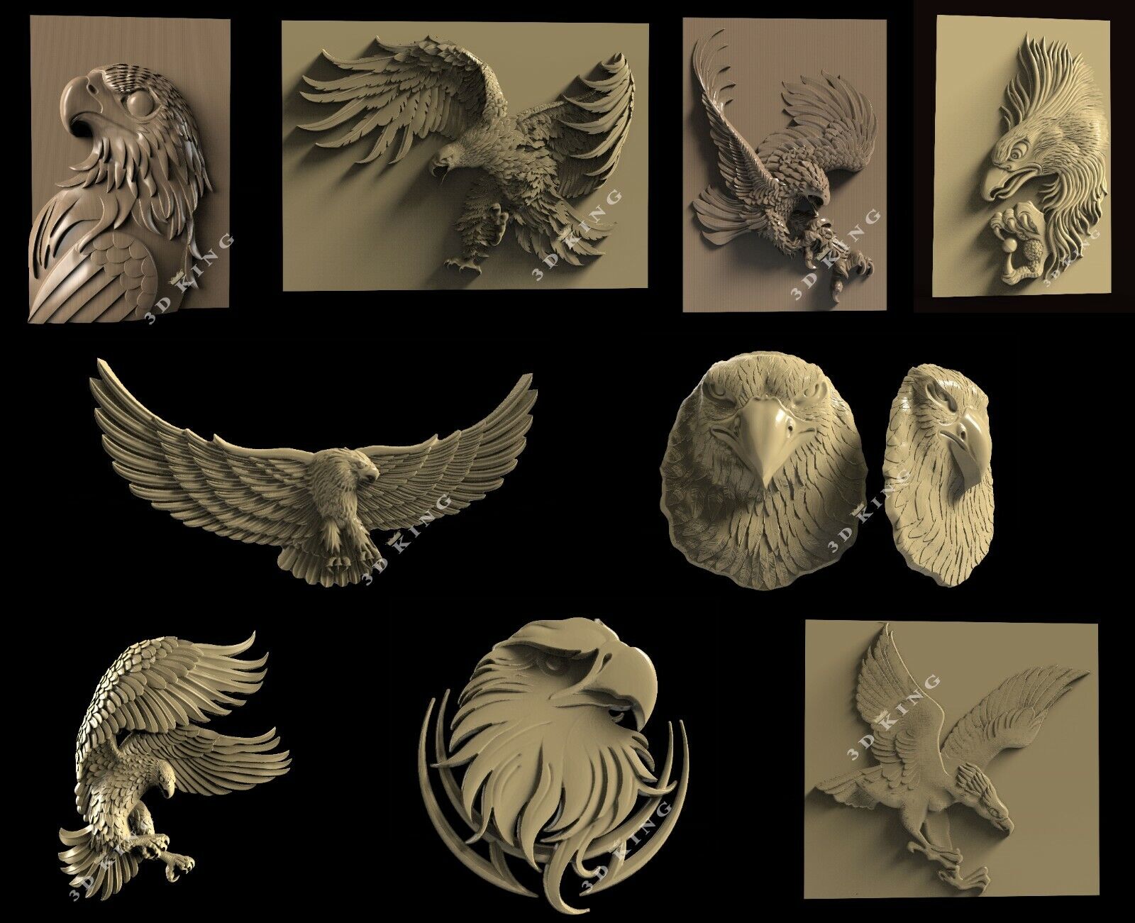 9 Pcs STL 3D Models EAGLE THEME for CNC Router 3D Print Engraver Carving Aspire Без бренда