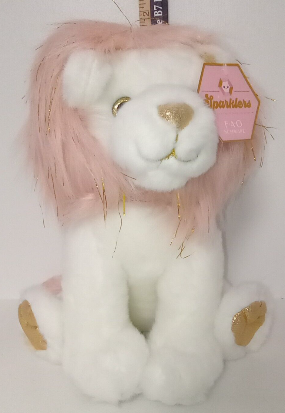 FAO Schwarz Sparklers Pink/White Lion 11 Inch -- Soft Plush -- New with Tags FAO Schwarz