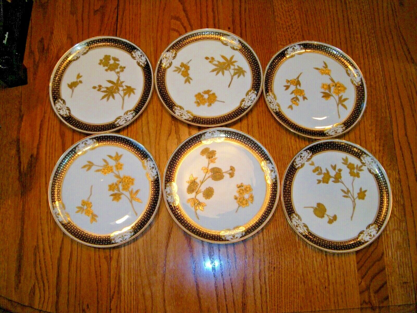 Set of Six BROWNFIELD's for TIFFANY's Gold & Cobalt Fine China Plates ca. 1884  Tiffany & Co. - фотография #2
