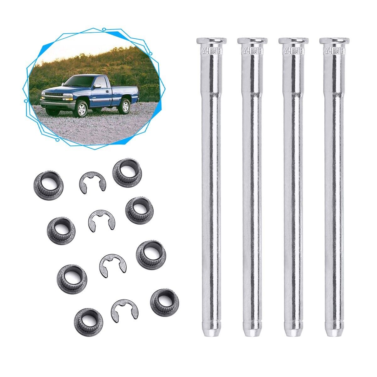 Door Hinge Pins and Bushing Kit 2 Door 4 Pin for 1994 - 2004 Chevy S10 & GMC S15 Unbranded