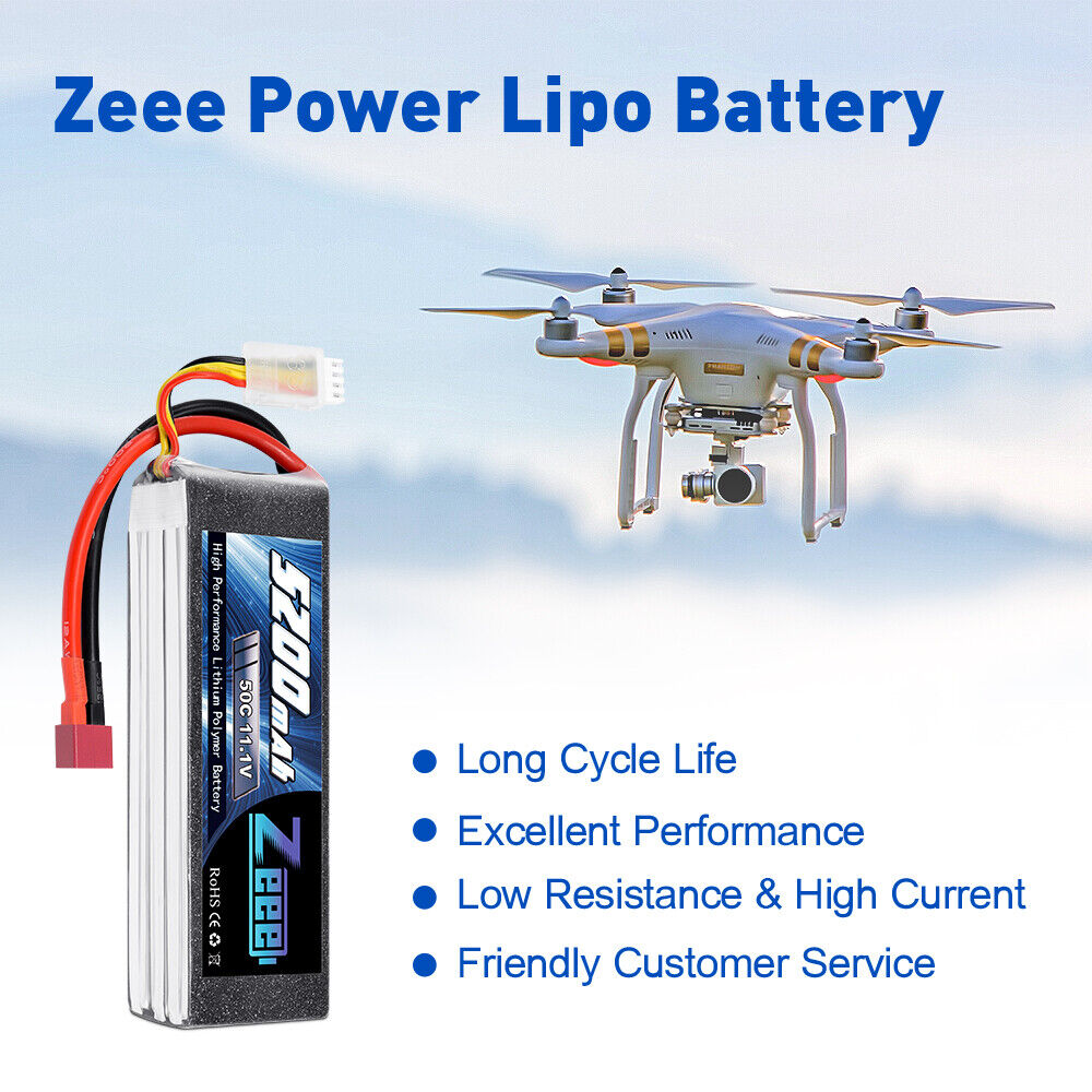 2PCS Zeee 11.1V 5200mAh 50C 3S LiPo Battery Deans for RC Car Helicopter Airplane ZEEE Does Not Apply - фотография #5