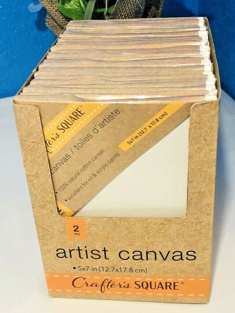6pk White Cotton Stretched Art Canvas Panel 5"x7" Painting Supplies Acrylic Oil Crafter's Square Does Not Apply