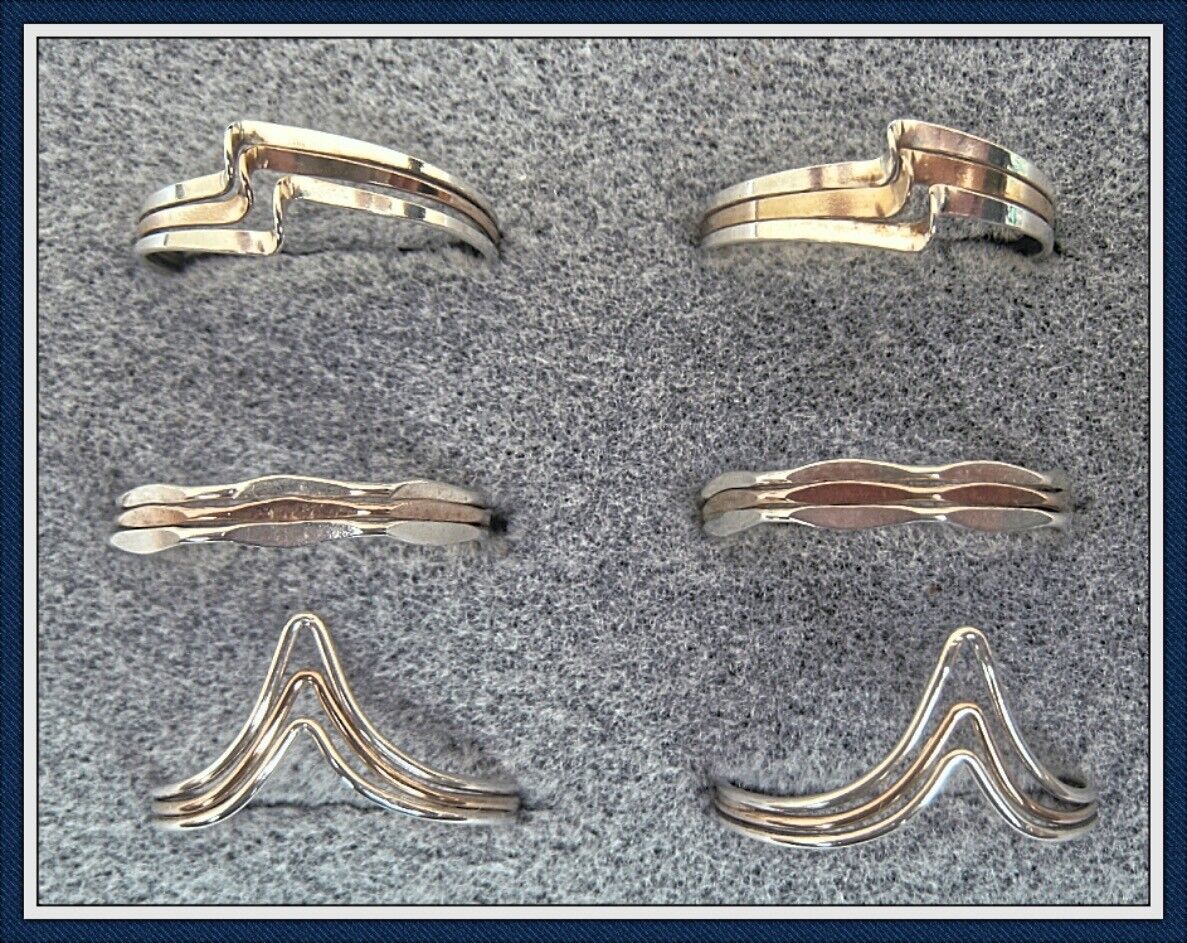 Lot of 6 Triple Strand Sterling Silver/Gold Filled Rings-VERY LOW PRICE CLOSEOUT Handmade