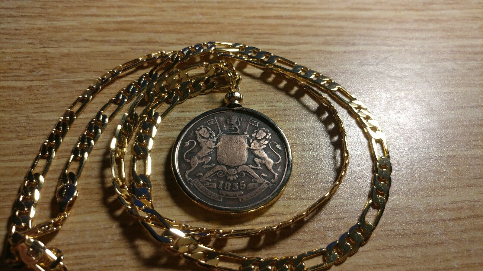 1835 East India Company Half Anna 31mm Pendant 18kgf 24" Gold filled 5mm chain Everymagicalday - фотография #6