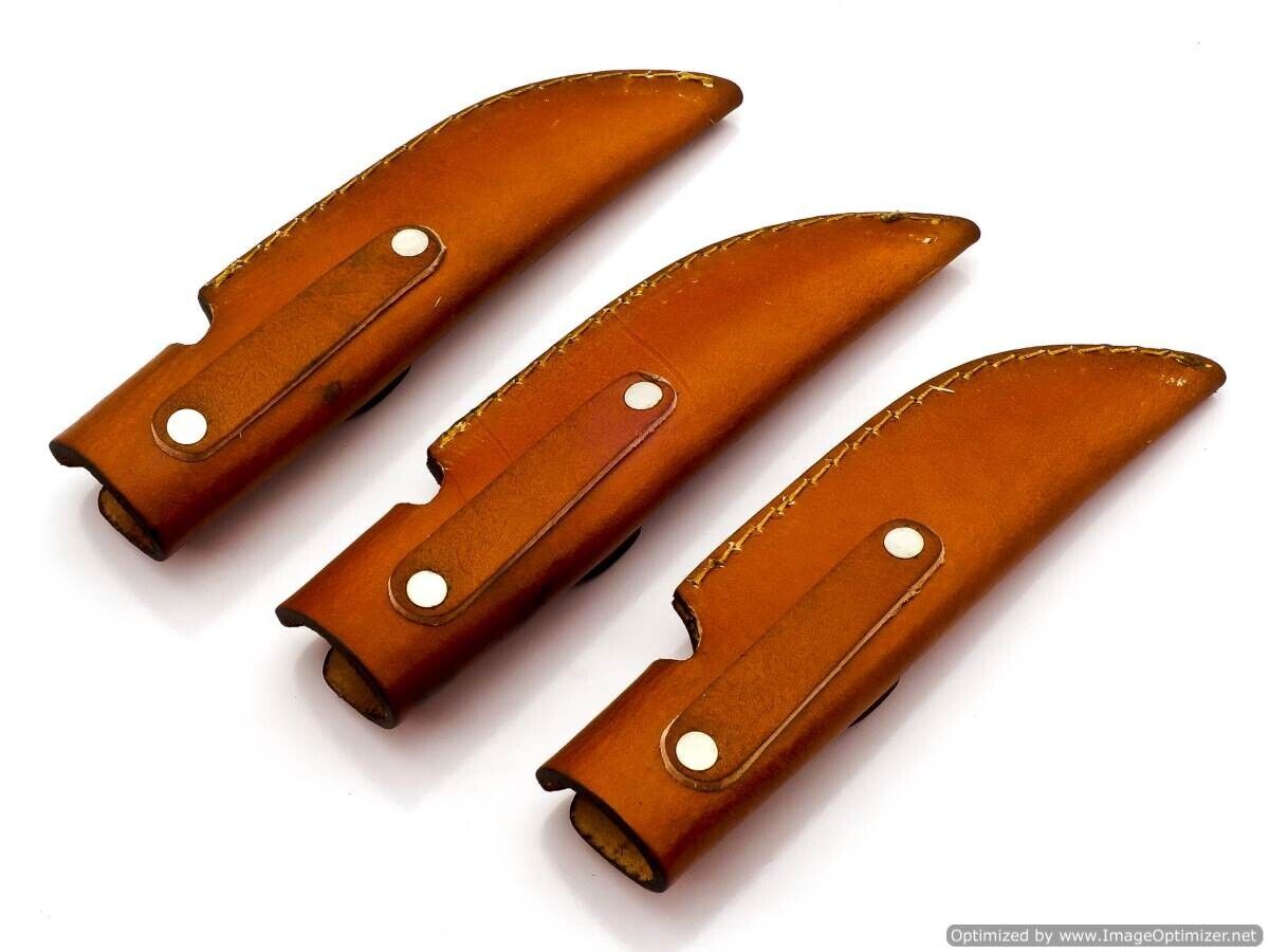 LOT OF 3 Custom Handmade Vertical Knife Leather Sheaths For Right Handed Person Unbranded - фотография #6