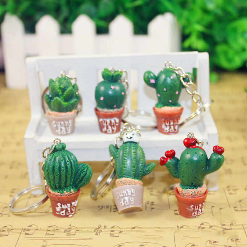 5PC Cute Simulation Cactus Key Ring Key Chain Car Bag Hangbag Plant Pendant Gift Unbranded/Generic - фотография #3