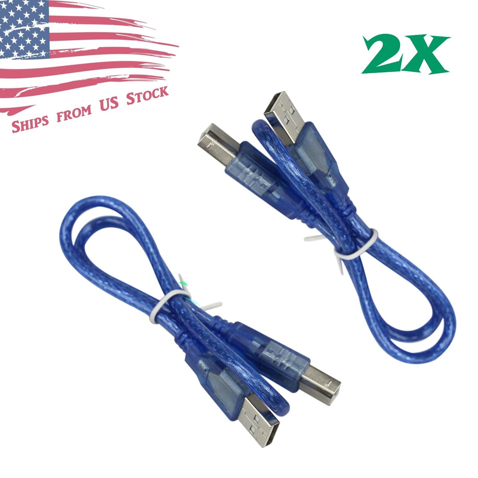 2Pcs 1 FT (30CM) USB 2.0 Cable Type A to B Male for Arduino Uno and MEGA2560 Envistia