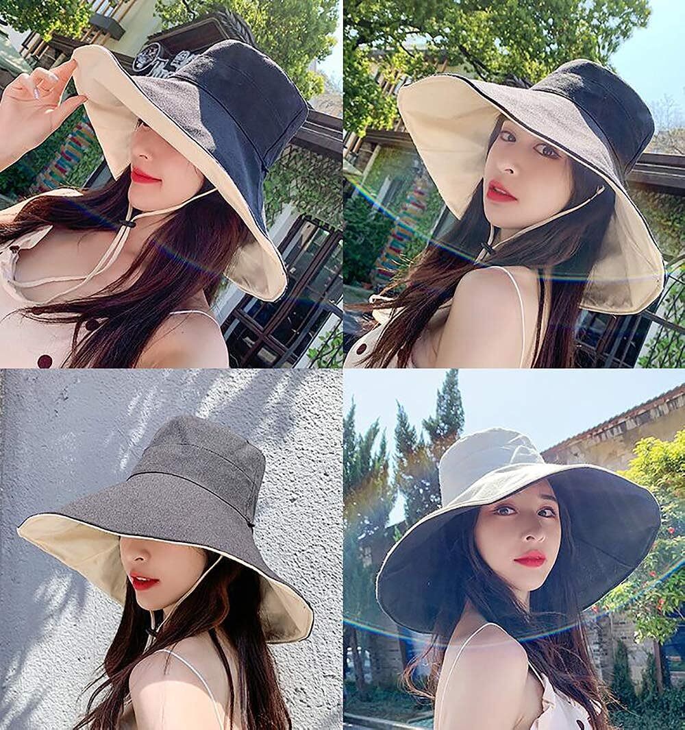 FaroDor Women's Packable Reversible Bucket Hat UV Sun Protection Wide 3black  Brand: FaroDor Does not apply - фотография #4