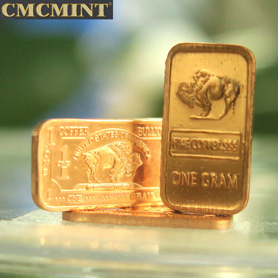 1 gram solid pure Copper buffalo bar, 10pcs/lot, free shipping to worldwide CMCMINT A111 - фотография #6