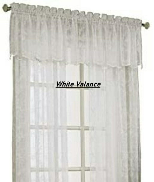 2 Style Selections Embroidered Lace Valances (54" X 17") #0278769 White Style Selections