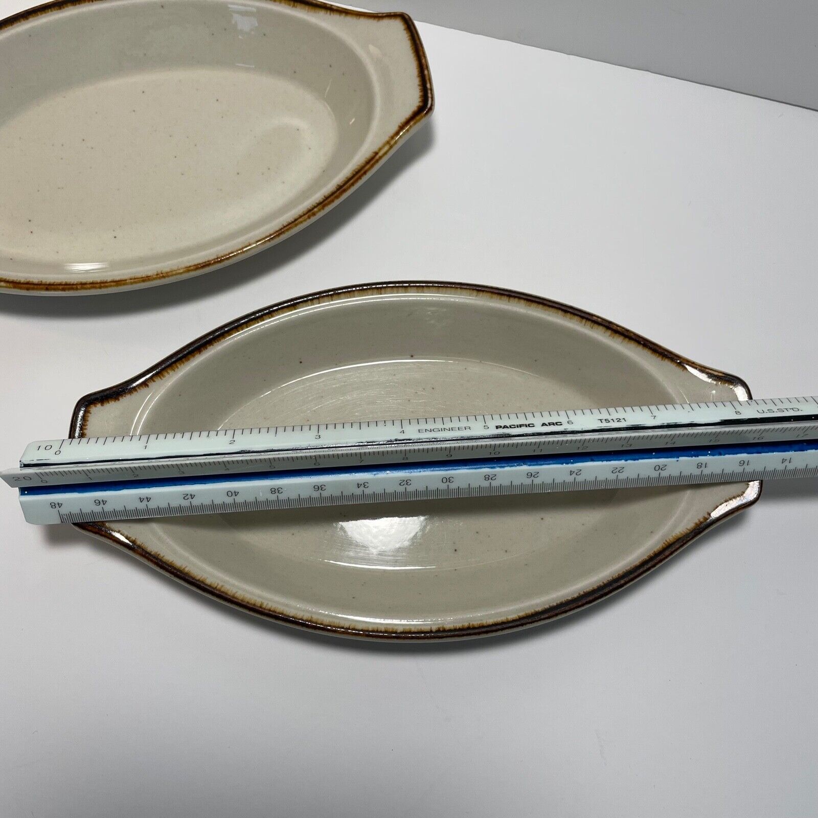 Toscany Japan Stoneware Baja, Two, Individual Casserole Dish Ivory w Brown Trim Toscany BAJA - фотография #5