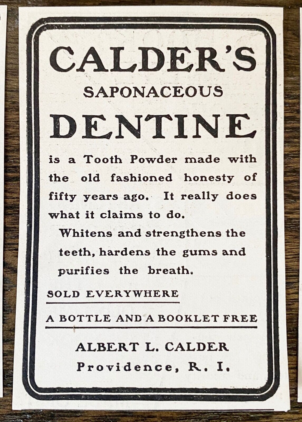 Antique 1890s CALDER'S DENTINE Tooth Powder Dentifrice Typography Print Ad Lot10 Без бренда - фотография #10