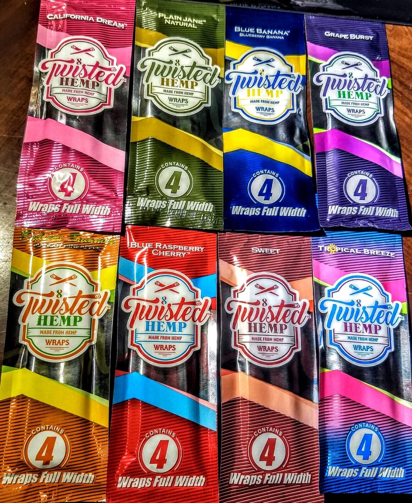 Twisted Flavored Herbal Papers Variety Sampler 8/4ct Packs Twisted