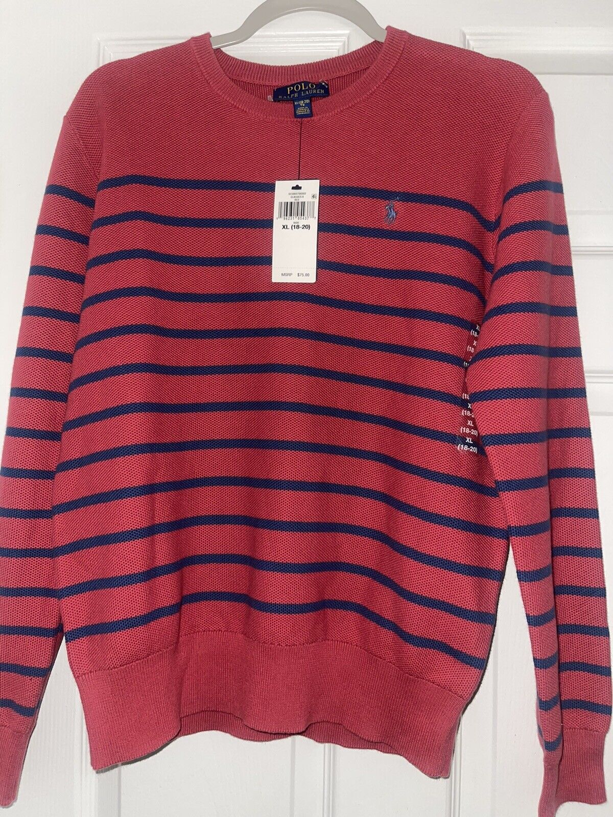 boys polo ralph lauren xl 18-20 sweater Red W/small Blue Rings Ralph Lauren