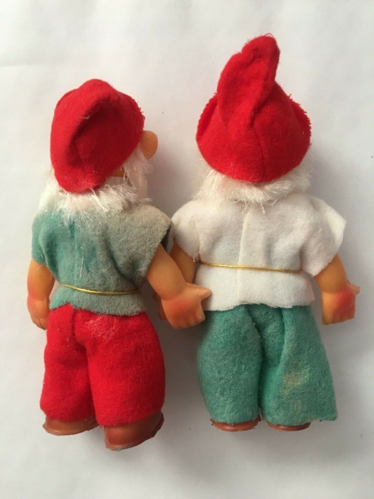 RARE 5" VINTAGE 50-60s ELF TROLL GNOME DOLL lot set 2 plastic Christmas figures Unknown - фотография #6