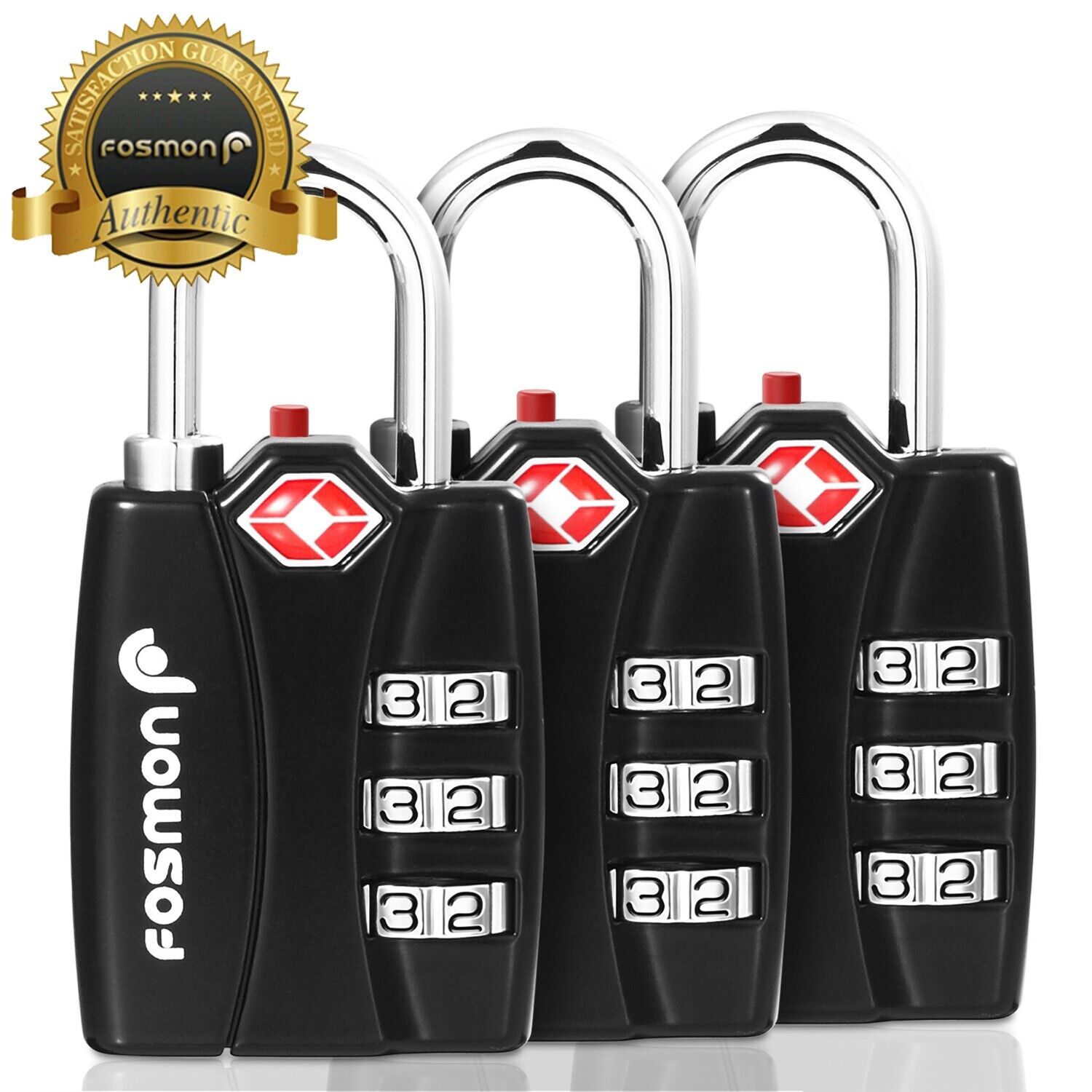 3xTSA Accepted 3Digit Combination Travel Suitcase Luggage Bag Lock Padlock Reset Fosmon 51045HOM-a