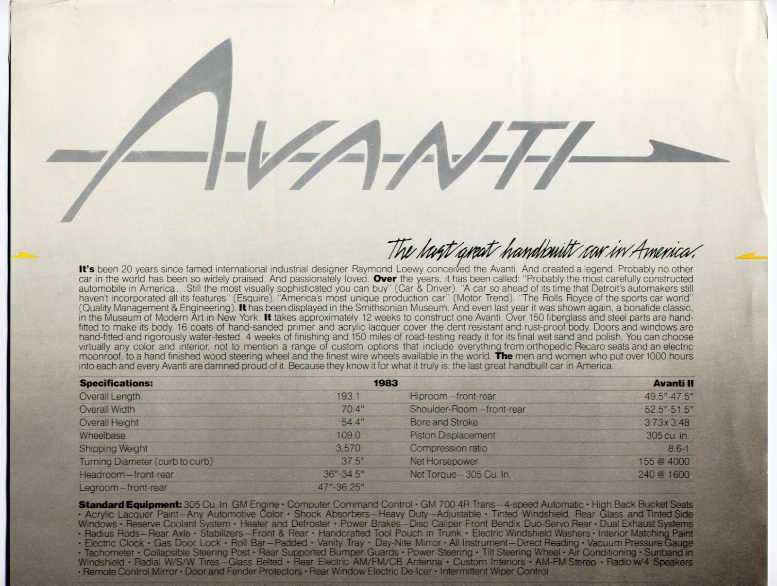 Avanti sales brochures, Prospekte, 1983 Без бренда - фотография #6