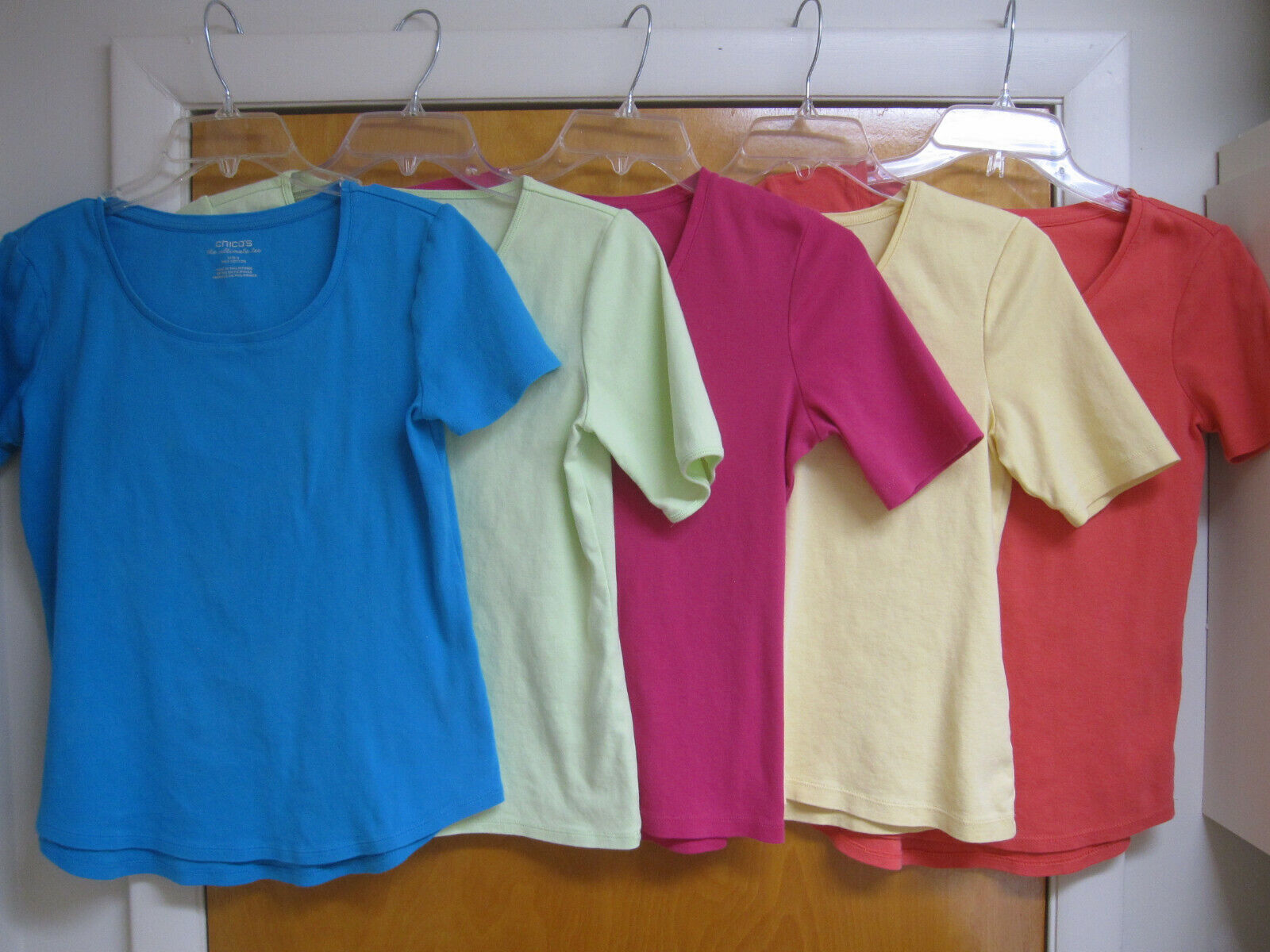 Lot of 5 CHICOS Assorted Ultimate Tees 100% Cotton Size 0 Chico's
