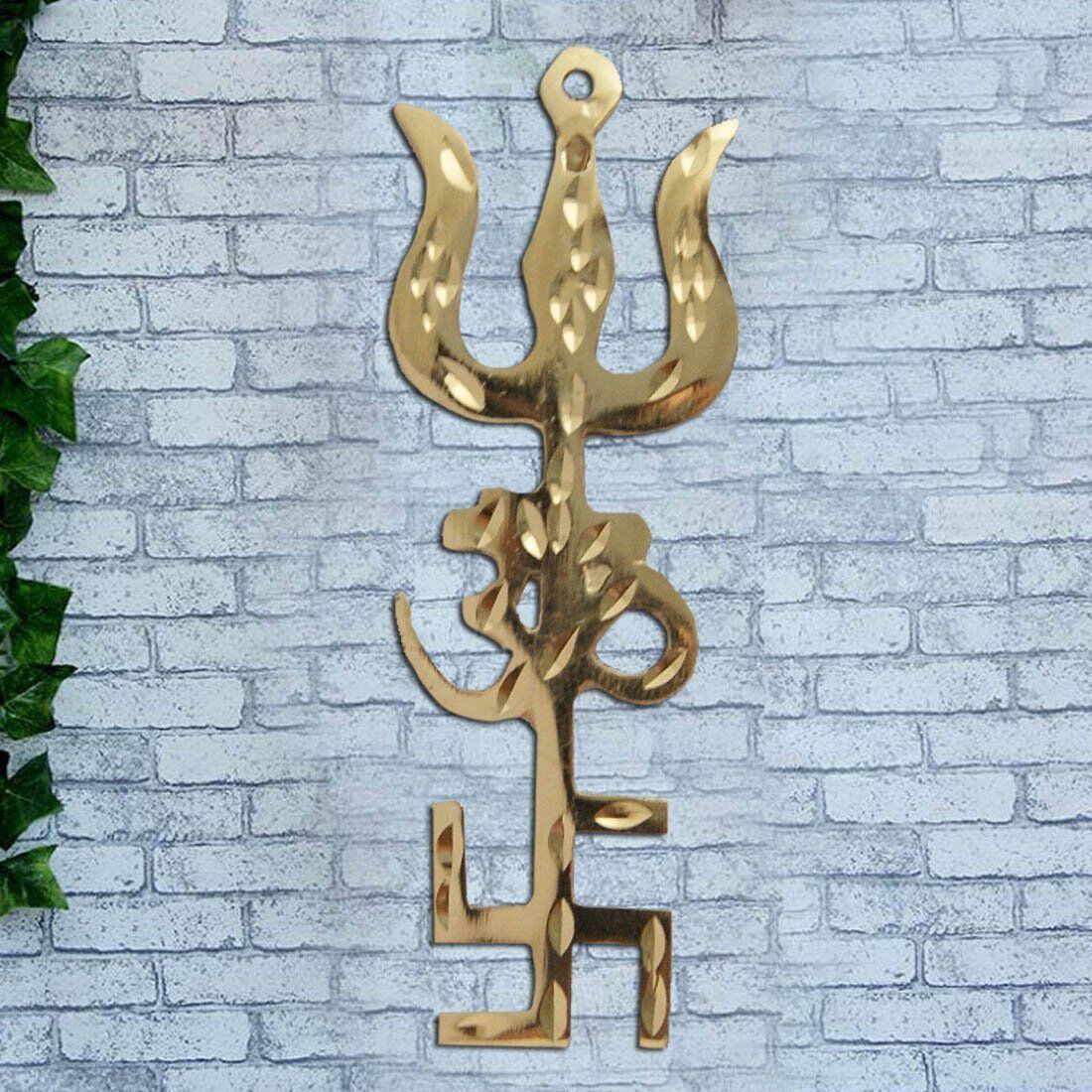 Trishul Om Swastika Yantra Spiritual Metal Wall Hanging Showpiece Hindu Religiou Без бренда - фотография #4