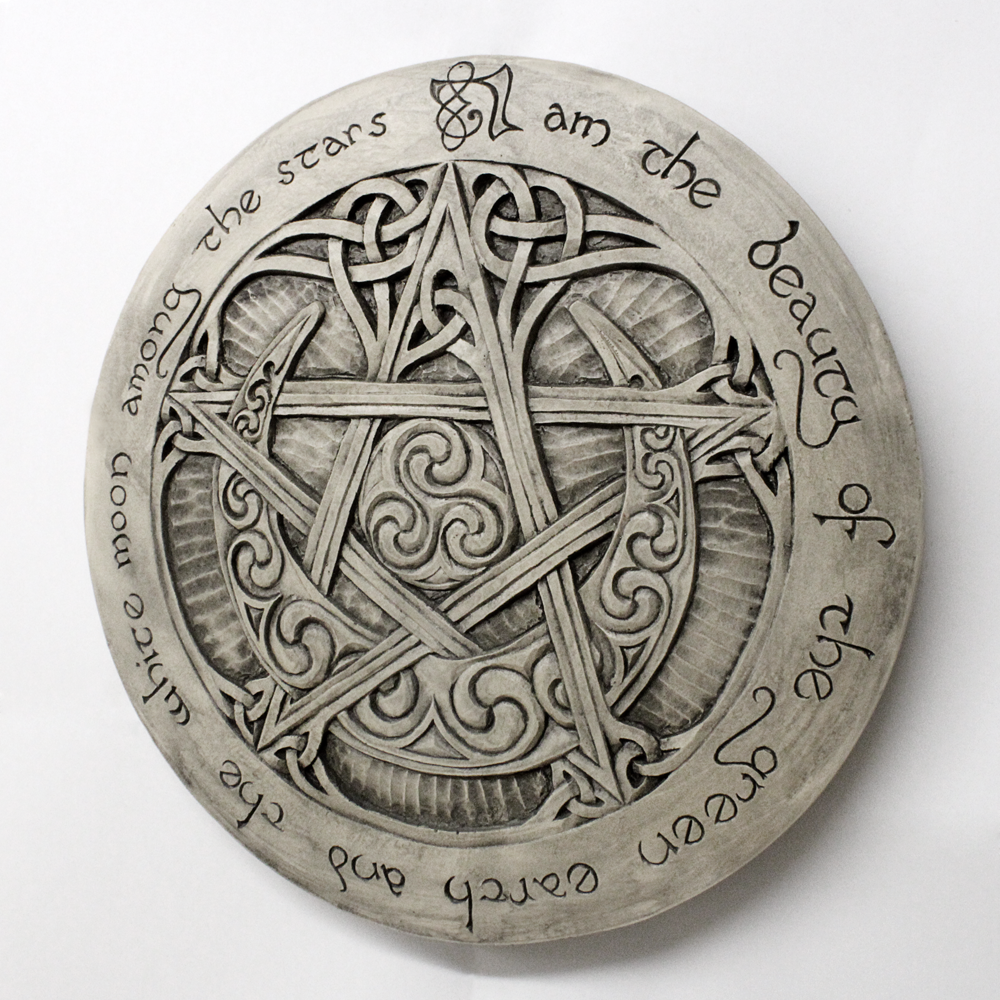 Large Moon Pentacle Plaque - Stone Finish - Dryad Design Pagan Wicca Pentagram Без бренда - фотография #3