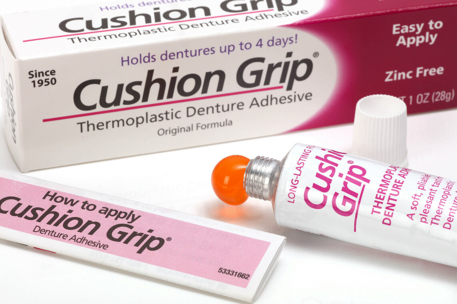 Cushion Grip Thermoplastic Denture Adhesive 1 Oz 3-Pack [Acts Like Soft Reline ] Cushion Grip GH-WOV7-7YZ6 - фотография #4