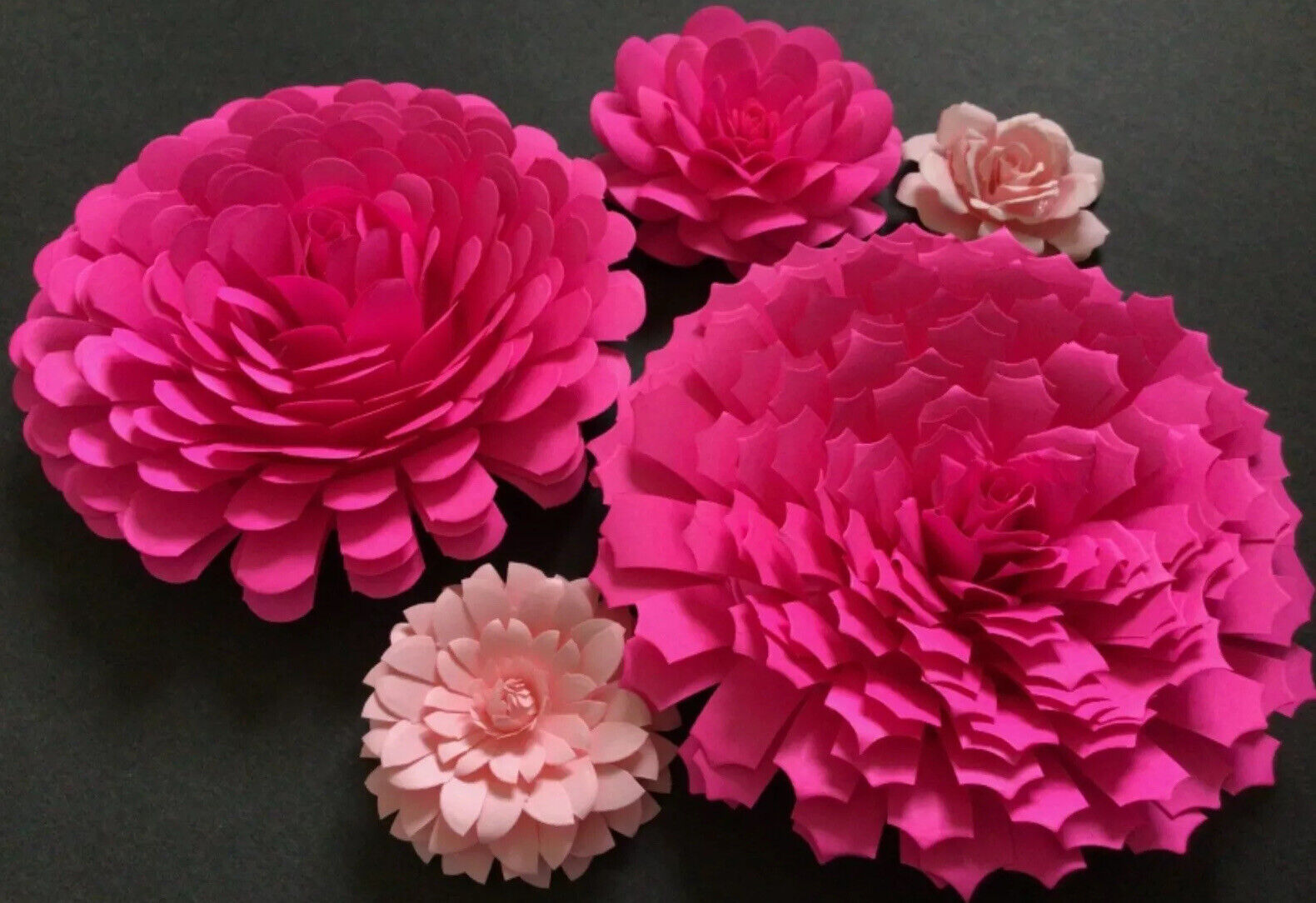 Paper Flowers 3-D Handcrafted 5 pcs Pink DIY Wedding Party Decor Craft Backdrop Unbranded Small Backdrop